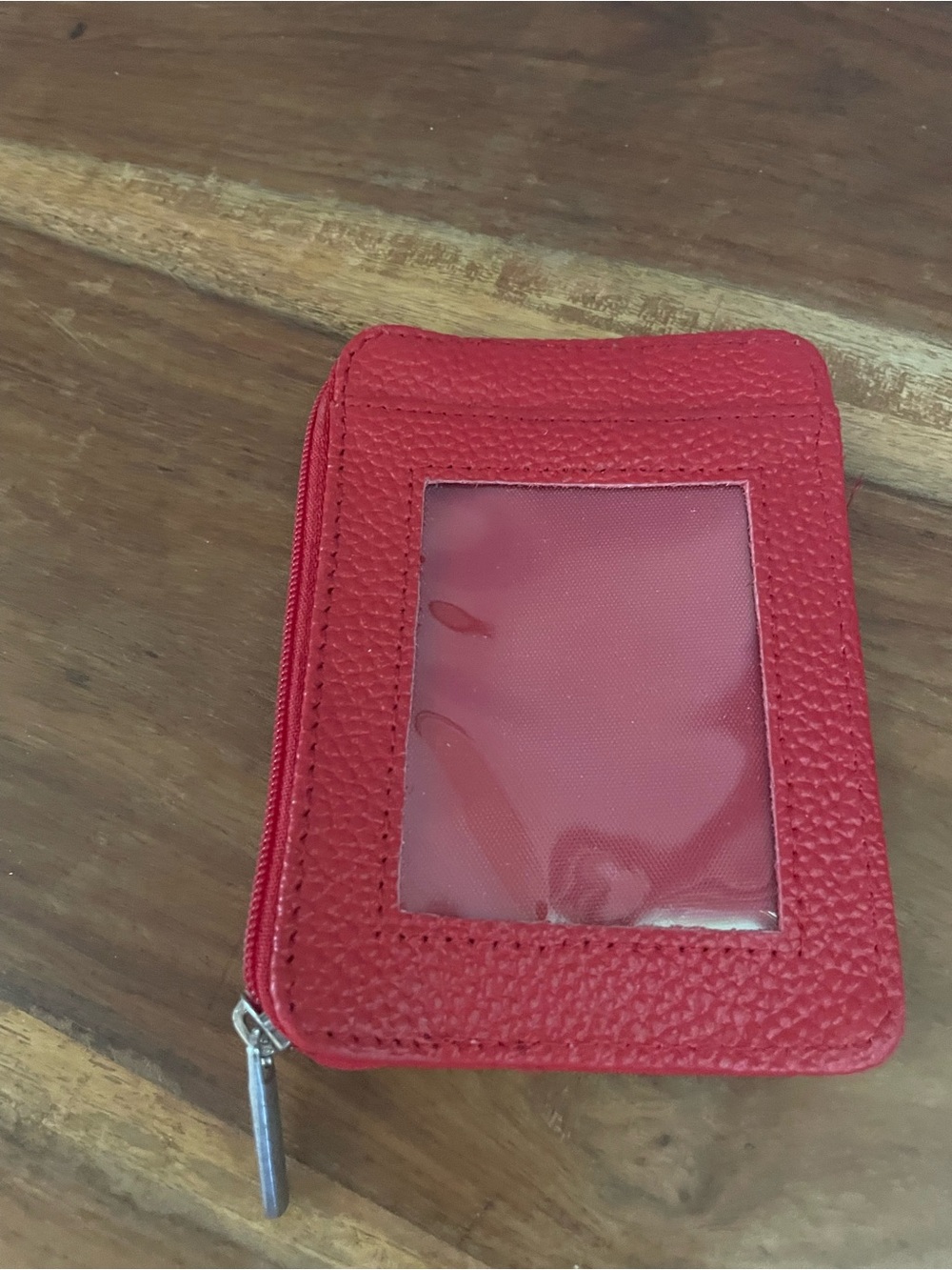 Red Zip Card Wallet with ID Window - Unbranded